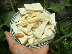 Immature jackfruit, sliced up