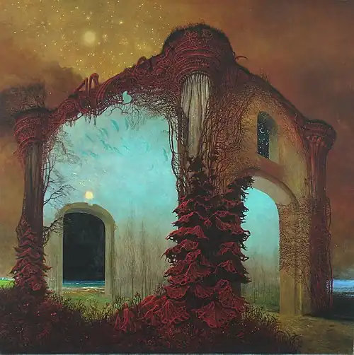 AA78 a painting in the Fantastic Realism style by Zdzisław Beksiński - 1978.