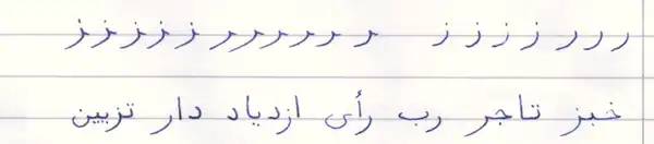 Arabic examples. Persian examples would be better here, probably a separate page to print out with letters to trace.