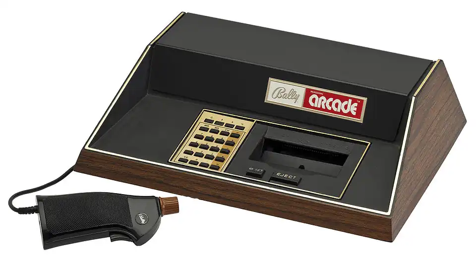 The Bally Professional Arcade alongside a controller.