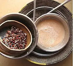 Making baobab fruit juice