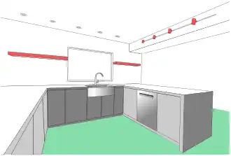 3. soffit track lighting, 4. floating shelves with integrated light