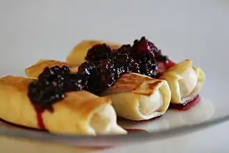 Blintzes with blackberries