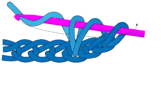 3. Yarn over again and pull through all three loops.