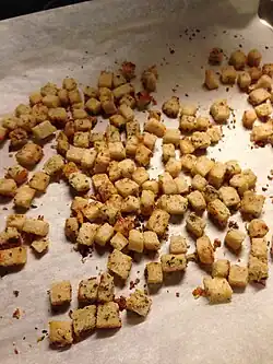 Freshly-made croutons