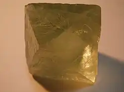 Fluorite in the shape of an octahedron.