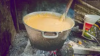 Cooking a swallow made of corn