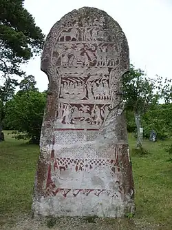 A carved Viking stone.
