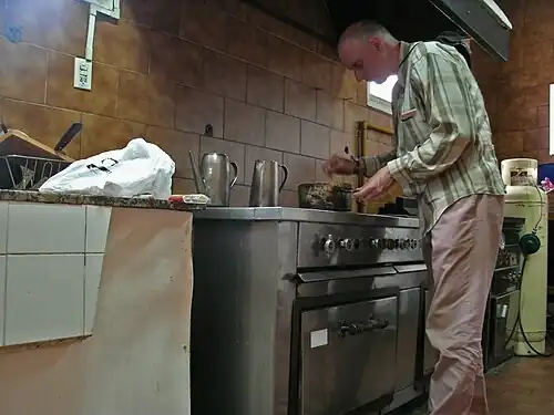 Self-catering in the kitchen of the hostel Bariloche, Argentina (2014)