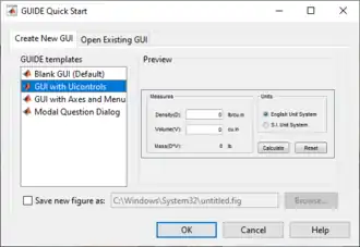 MATLAB GUIDE GUI Main Menu
