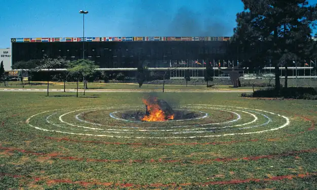 Meteorite by Milton Becerra - 1985. An example of the "Land Art" style.