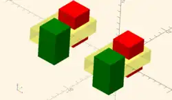 Two instances of a non-regular shape in original positions