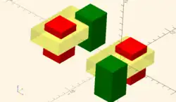 Two instances of a non-regular shape in modified positions