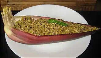 Mochar tori served in a banana blossom petal