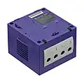 The bottom of a GameCube with protective covers installed.