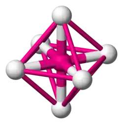 to see the octahedron, connect the surrounding atoms with lines
