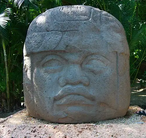 One of the famous Olmec head statues.