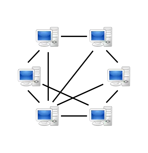 This is a diagram of a Peer-to-Peer computer network.