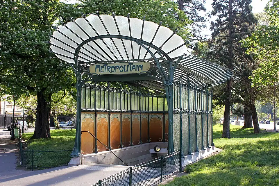 Porte Dauphine station of the Paris Métro, an Art Nouveau building - 1900.