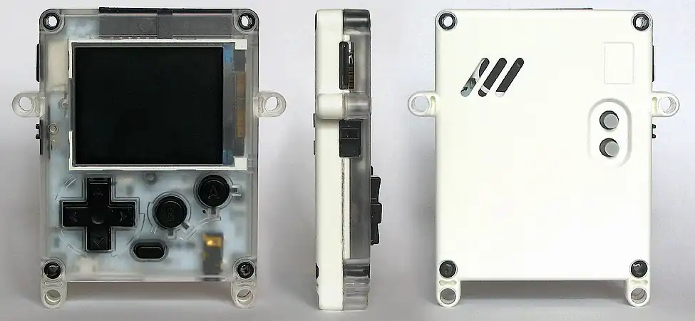 Front, Side, and Back views of the Pokitto.