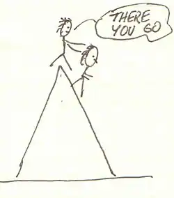 teacher pushing student off top of mountain