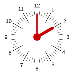 A clock showing the time of 2:00