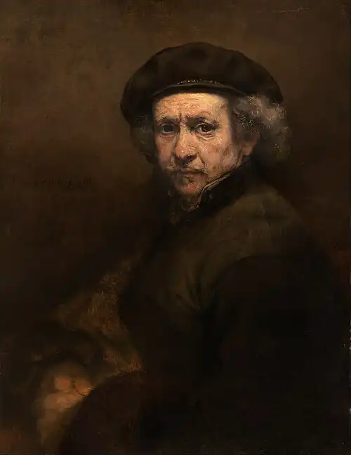 Self-Portrait with Beret and Turned-Up Collar by Rembrandt - 1659.
