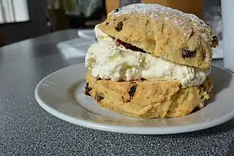 Scone with jam and cream