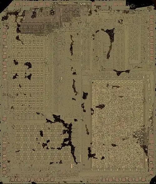 A Sharp SM510 processor die with top metal present, similar to the one used in the R-Zone.