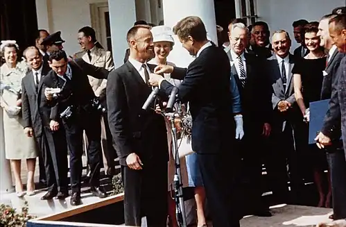 President Kennedy meets Alan Shepard on May 8th, 1961.