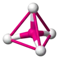 to see the tetrahedron, connect the surrounding atoms with lines