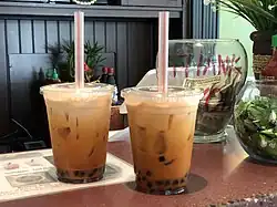 Iced milk tea with tapioca boba