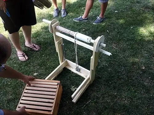 A custom hive box lift system for Warré hive.