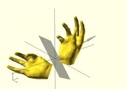 hand(); // исходник mirror([1,1,1]) hand();