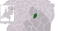 Highlighted position of Assen in a municipal map of Drenthe