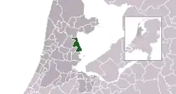Highlighted position of Edam-Volendam in a municipal map of North Holland