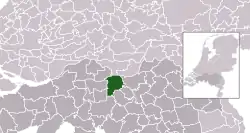 Highlighted position of Heusden in a municipal map of North Brabant