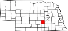 Map of Nebraska highlighting Hall County