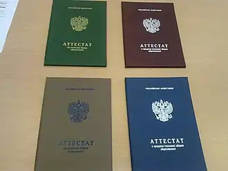 Разновидности аттестата, выдававшегося по окончании школы в России с 2010 по 2013 годы