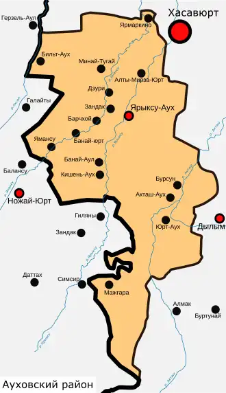 Ауховский район на карте
