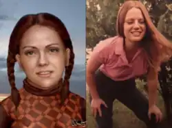 слева: судебно-медицинская реконструкция лица жертвы, справа: Марша Кинг при жизни