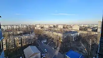 застройка улицы Соборности (Доценко);на заднем плане застройка улиц Космонавтов и 1 Танковой бригады (Генерала Белова)