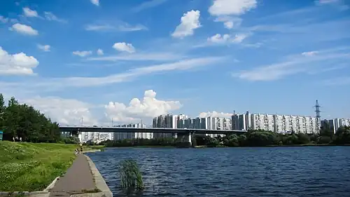 Вид на Братеевский мост из парка 850-летия Москвы