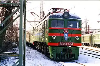 ВЛ23-451 в депо Перерва, Москва (февраль 1998)