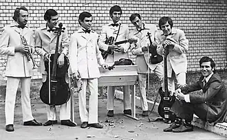 Виа «Москвичи». Москва, кинотеатр «Правда». Окябрь 1971 года. Фотосессия для рекламного плаката.