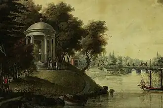 Мост с трофеями на заднем плане на картине Г. С. Сергеева