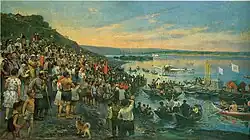 Встреча гидроплана в Ульяновске. 1927, худ. И. П. Гурьев.