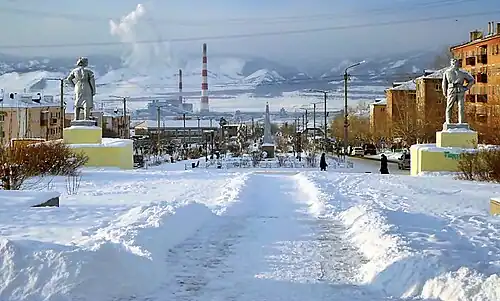 Улица Пушкина. Вид от ДК «Шахтёр»