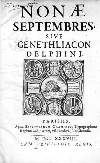 Книга Жана Сирмона «Nonae septembres, sive Genethliacon Delphini»