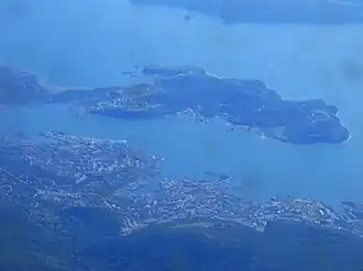 Вид на полуостров Завойко с борта самолёта